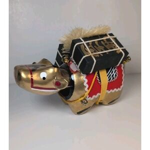 VTG Japanese PAPIER MACHE Bobblehead Nodder Cow Animal Packages And Bells